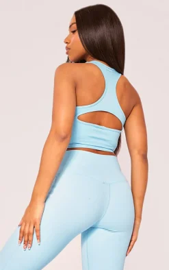 PLT SPORT Bright Blue Seamless Bust Panel Detail Sports Bra