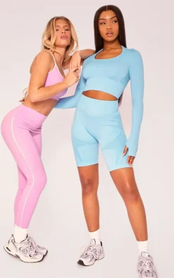 PLT SPORT Bright Blue Seamless Contrast Detail Shorts