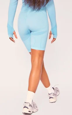 PLT SPORT Bright Blue Seamless Contrast Detail Shorts