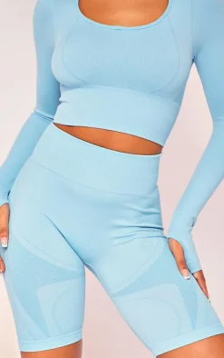 PLT SPORT Bright Blue Seamless Contrast Detail Shorts