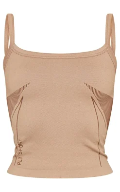 PLT SPORT Brown Jacquard Seamless Gym Vest