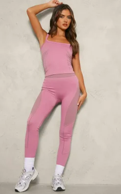 PLT SPORT Dark Mauve Jacquard Seamless Gym Vest