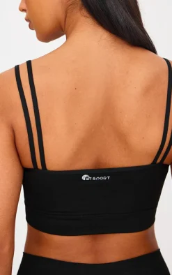 PLT Sport Deep Black Sculpt Double Strap Padded Sports Bra