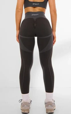 PLT SPORT Deep Charcoal Seamless Ruched Bum High Waist Leggings