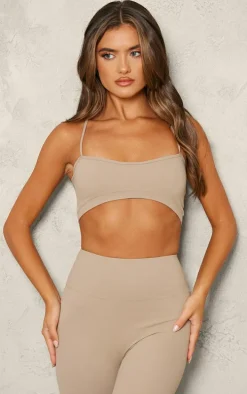 PLT SPORT Deep Stone Sculpt Curved Hem Sports Bra