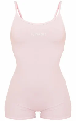 PLT SPORT Dusty Lilac Sculpt V Neck Contrast Binding Unitard