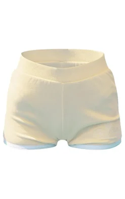 PLT SPORT Lemon Contrast Binding Loopback Mini Shorts