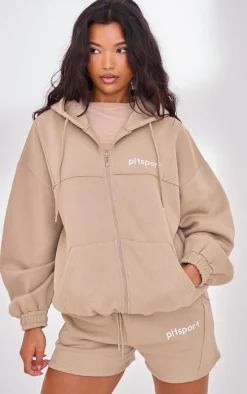 PLT SPORT Light Mocha Marl Zip Up Hoodie
