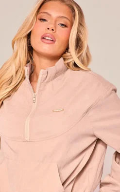 PLT SPORT Mocha Peached Half Zip Jacket