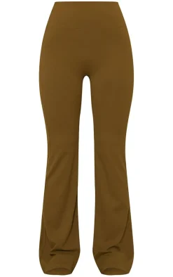 PLT SPORT Moss Green Sculpt High Waist Yoga Flares