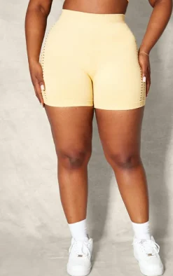 PLT SPORT Peach Plus Seamless Distressed Shorts