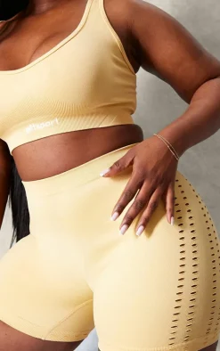 PLT SPORT Peach Plus Seamless Distressed Shorts