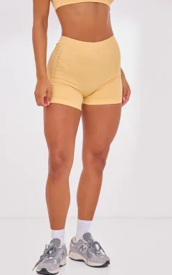 PLT SPORT Peach Seamless Distressed Shorts