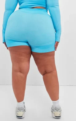 PLT SPORT Plus Bright Blue Seamless Contrast Detail Shorts