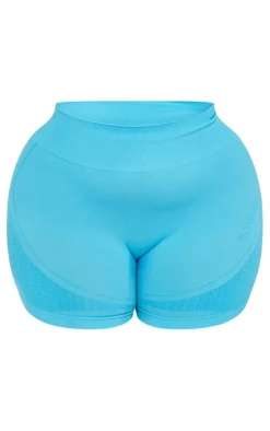 PLT SPORT Plus Bright Blue Seamless Contrast Detail Shorts