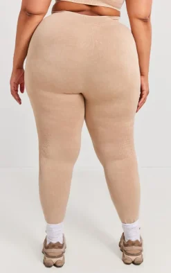 PLT SPORT Plus Mocha Acid Wash Seamless Ribbed Leggings