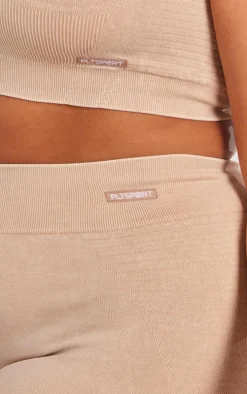 PLT SPORT Plus Mocha Acid Wash Seamless Ribbed Leggings