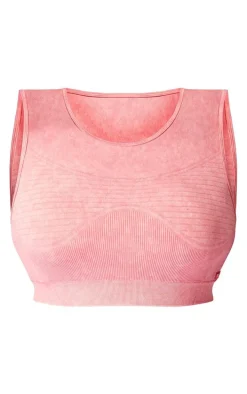 PLT SPORT Plus Raspberry Acid Wash Seamless Ribbed Sports Bra