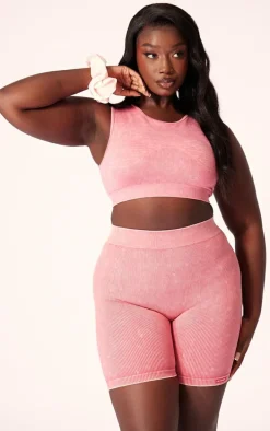 PLT SPORT Raspberry Plus Acid Wash Seamless Booty Shorts