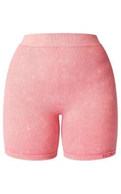 PLT SPORT Raspberry Plus Acid Wash Seamless Booty Shorts