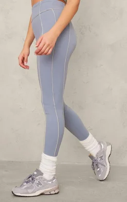 PLT SPORT Steel Blue Sculpt Contrast Seam Gym Leggings
