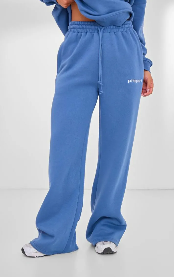 PLT SPORT Steel Embroidered Drawstring Waist Wide Leg Sweatpants