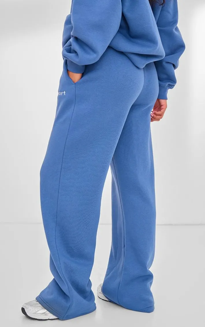 PLT SPORT Steel Embroidered Drawstring Waist Wide Leg Sweatpants