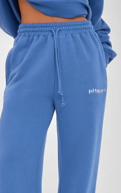 PLT SPORT Steel Embroidered Drawstring Waist Wide Leg Sweatpants