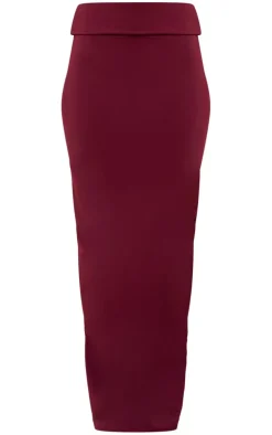 Plum Matte Sculpt Fold Over Waist Maxi Skirt