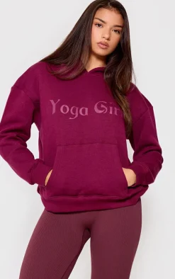 Plum Yoga Girl Print Oversized Hoodie