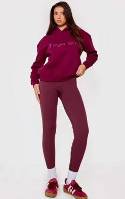 Plum Yoga Girl Print Oversized Hoodie