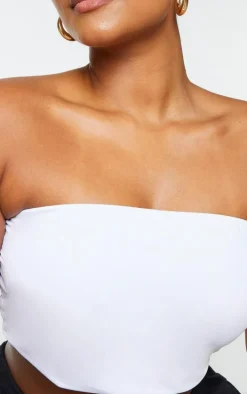 Plus 2 Pack Black and White Slinky Bandeau Crop Top