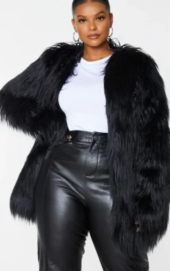 Plus Amaria Black Shaggy Faux Fur Jacket