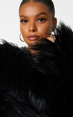 Plus Amaria Black Shaggy Faux Fur Jacket