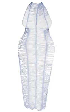 Plus Aqua Blue Tassel Knit Beach Dress