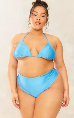 Plus Aqua High Waist Bikini Bottoms
