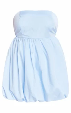 Plus Baby Blue Bandeau Puffball Mini Dress