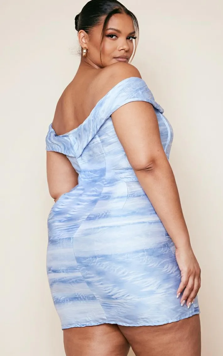 Plus Baby Blue Bardot Bodycon Dress
