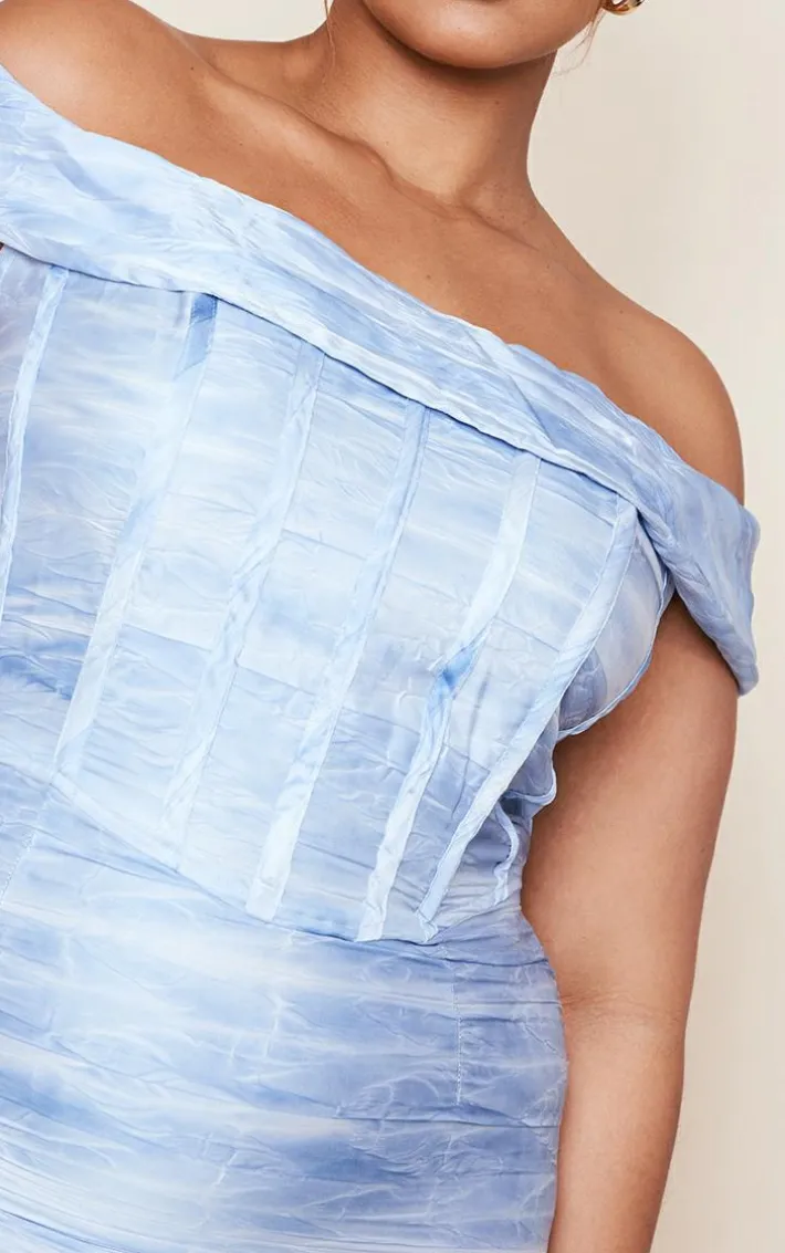 Plus Baby Blue Bardot Bodycon Dress