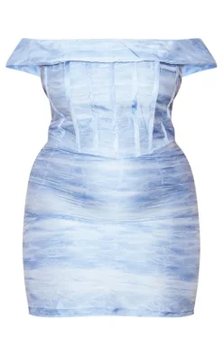 Plus Baby Blue Bardot Bodycon Dress