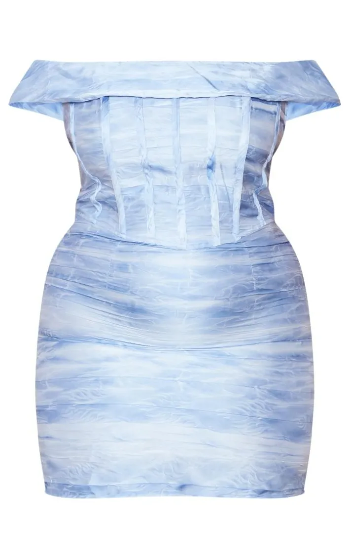 Plus Baby Blue Bardot Bodycon Dress