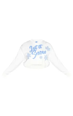Plus Baby Blue Let It Snow Cropped Christmas Sweater