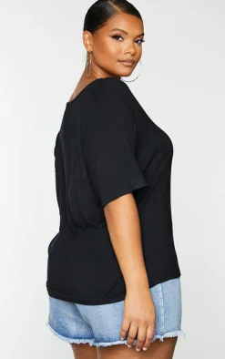 Plus Basic Black & White V Neck T Shirt 2 Pack