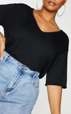 Plus Basic Black & White V Neck T Shirt 2 Pack