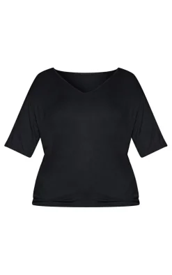 Plus Basic Black & White V Neck T Shirt 2 Pack