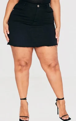 Plus Basic Black Denim Skirt