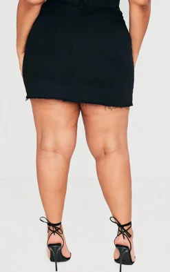 Plus Basic Black Denim Skirt