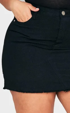 Plus Basic Black Denim Skirt