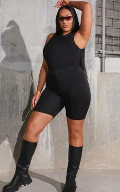 Plus Bella Black Slinky High Waisted Bike Shorts