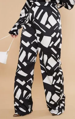 Plus Black Abstract Print Wide Leg Pant